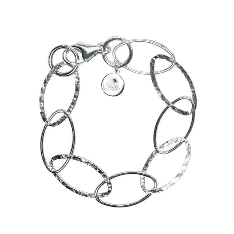 Zara  Bracelet  - 925 Silver Oval Hammered Chain