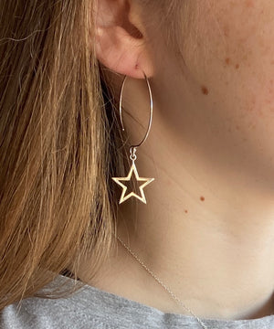 925 silver Hoop Earrings with large star 🌟 dangles