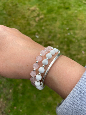 Rose Quartz sterling silver healing Bracelet