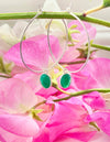 Green onyx gemstone hoop earrings
