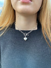 Chunky belcher necklace with toggle and XL heart