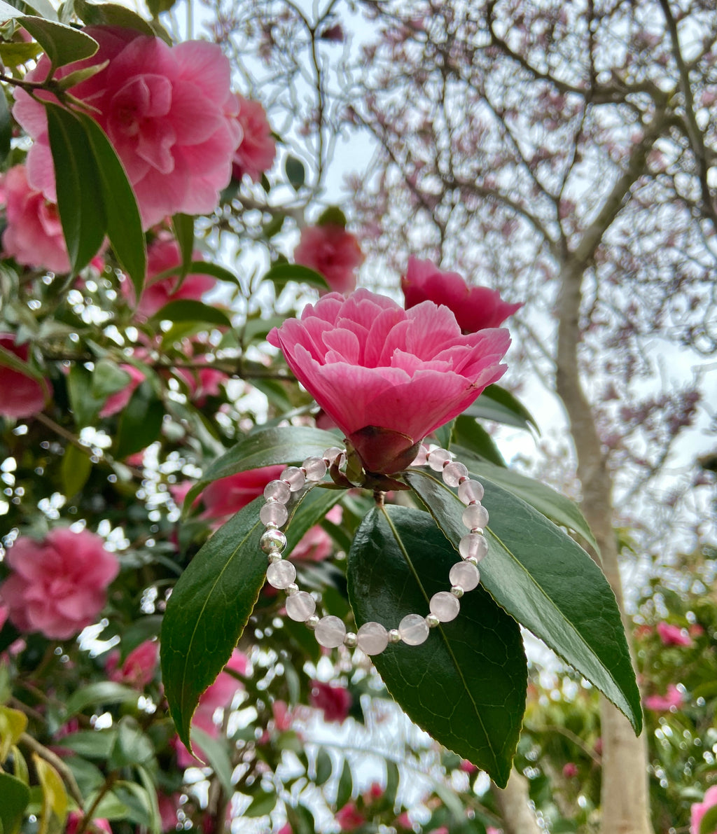 Rose Quartz sterling silver healing Bracelet