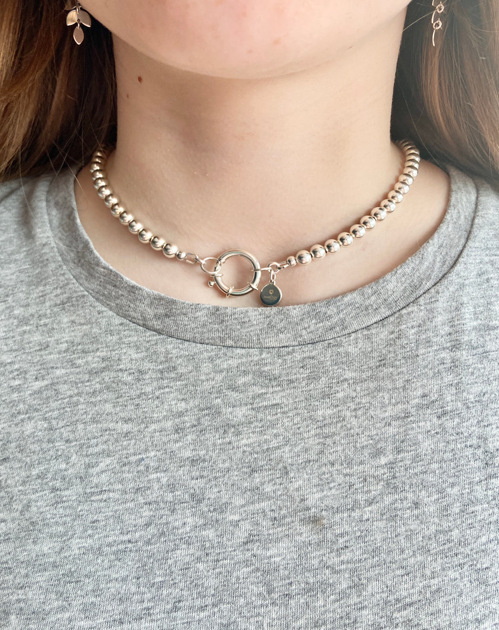 925 Ball Necklace with Designer Bolt ring