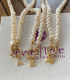 Pearl necklace with 9 carat gold designer bolt clasp and initial