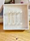 Pearl earrings with chain tassel dangle