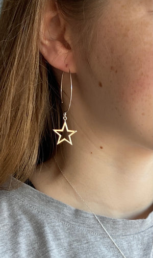 925 silver Hoop Earrings with large star 🌟 dangles