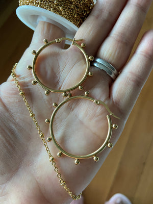 Golden Orb hinged hoop earrings