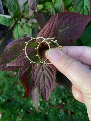 Golden Orb hinged hoop earrings