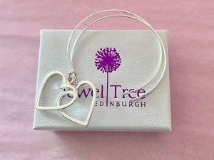 925 silver Hoop Earrings with large heart dangles