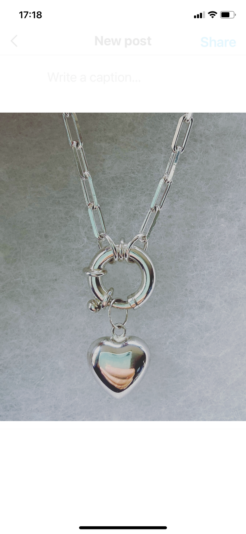 925 paper clip chain necklace with puffed heart 🤍