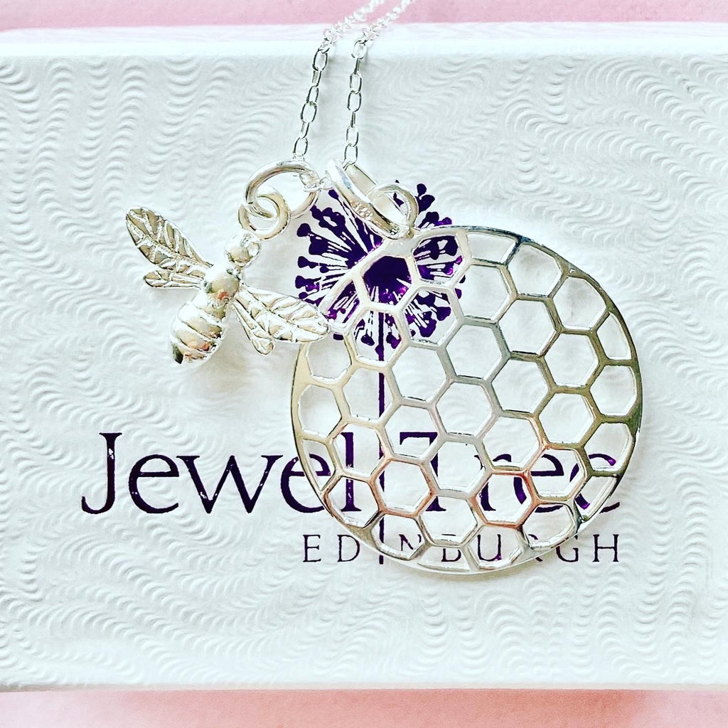 Another style of Bee 🐝 Pendant necklace with bee and honeycomb