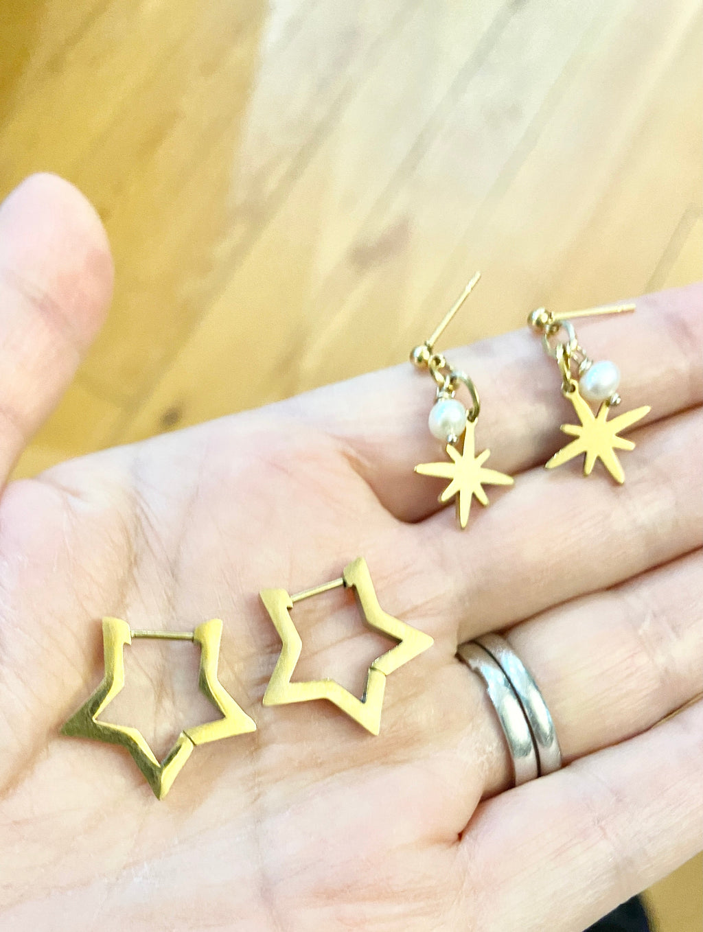 Gold Huggi Star hoop earrings