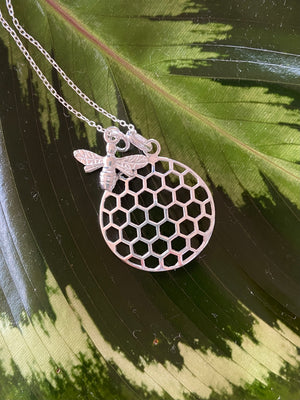 Another style of Bee 🐝 Pendant necklace with bee and honeycomb