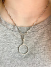 925 Paper clip chain Necklace with central hoop