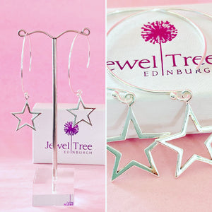 925 silver Hoop Earrings with large heart dangles