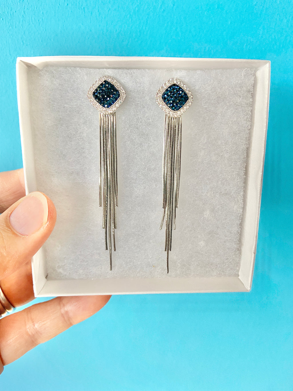 Rhombus tassel earrings