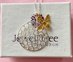 Another style of Bee 🐝 Pendant necklace with bee and honeycomb