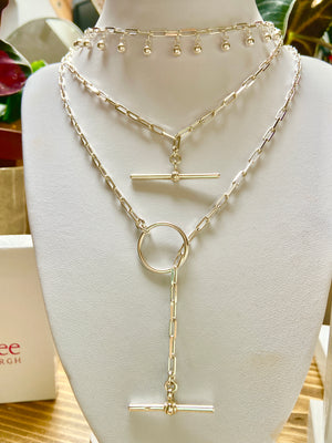 925 Paperclip chain necklace with XXL T Bar