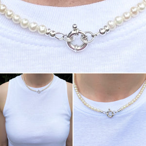 Petite Freshwater Pearl Necklace with 925 designer bolt clasp