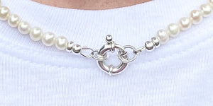 Petite Freshwater Pearl Necklace with 925 designer bolt clasp