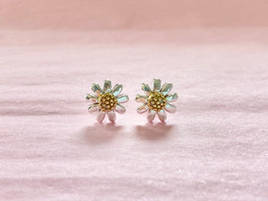 Daisy Flower Stud Earrings with golden centre