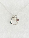 Folk heart, initial and birthstone necklace