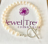 Classic White freshwater Pearl Bracelet with 925 multi heart toggle clasp