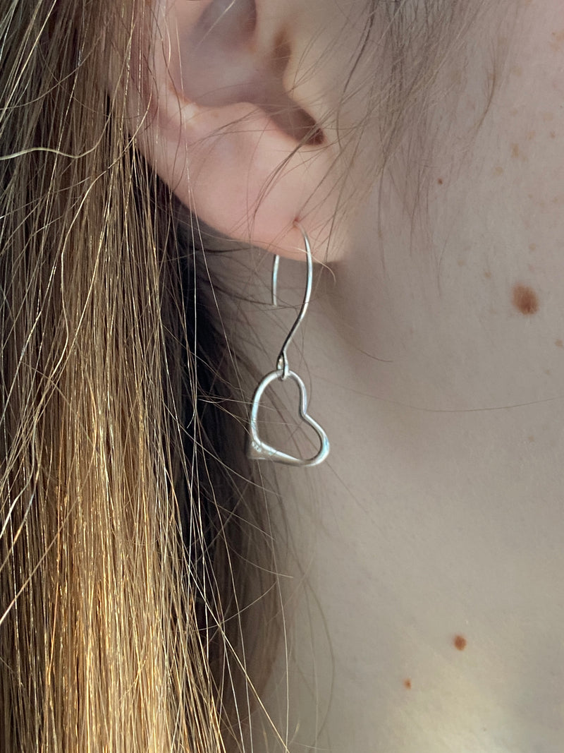 925 Earrings with new folk heart dangles