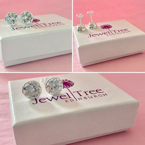 New Silver 8mm  CZ stud Earrings