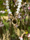 Pearl necklace with 9 carat gold designer bolt clasp and initial