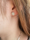 White Freshwater Pearl celtic rope style knot earrings