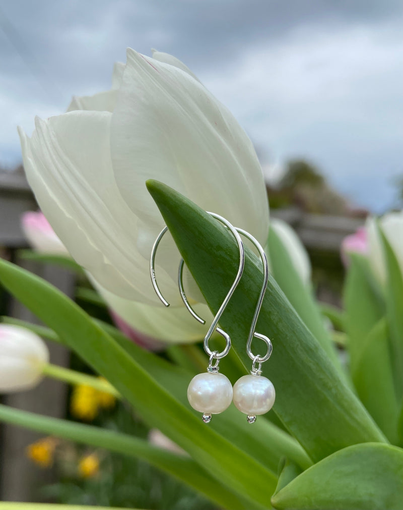 fresh water pearl earrings on C wires